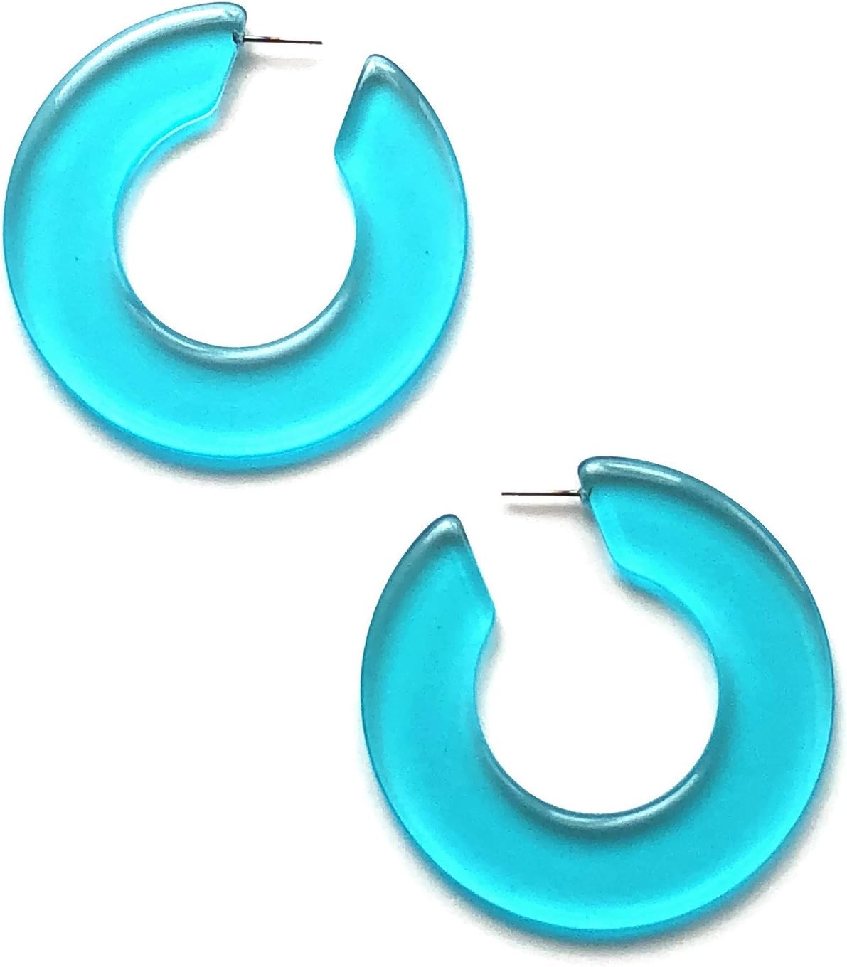 Aqua Blue Big Statement Hoops | vintage lucite twiggy hoop earrings - TWG-L-BL-1