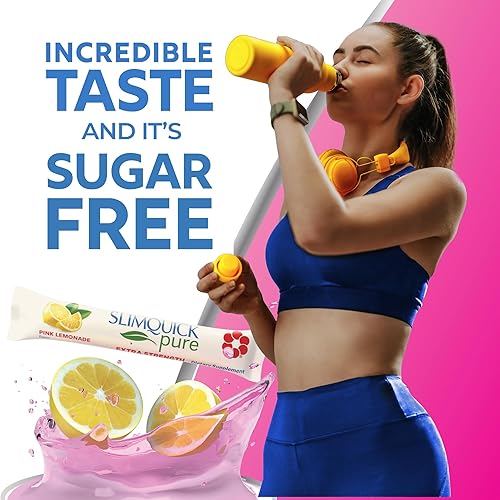Miniatura 6 de SlimQuick Pure 3X, sobres de mezcla de bebida de fuerza extra, para el metabolismo y el control de peso para mujeres, ayuda en la descomposición de