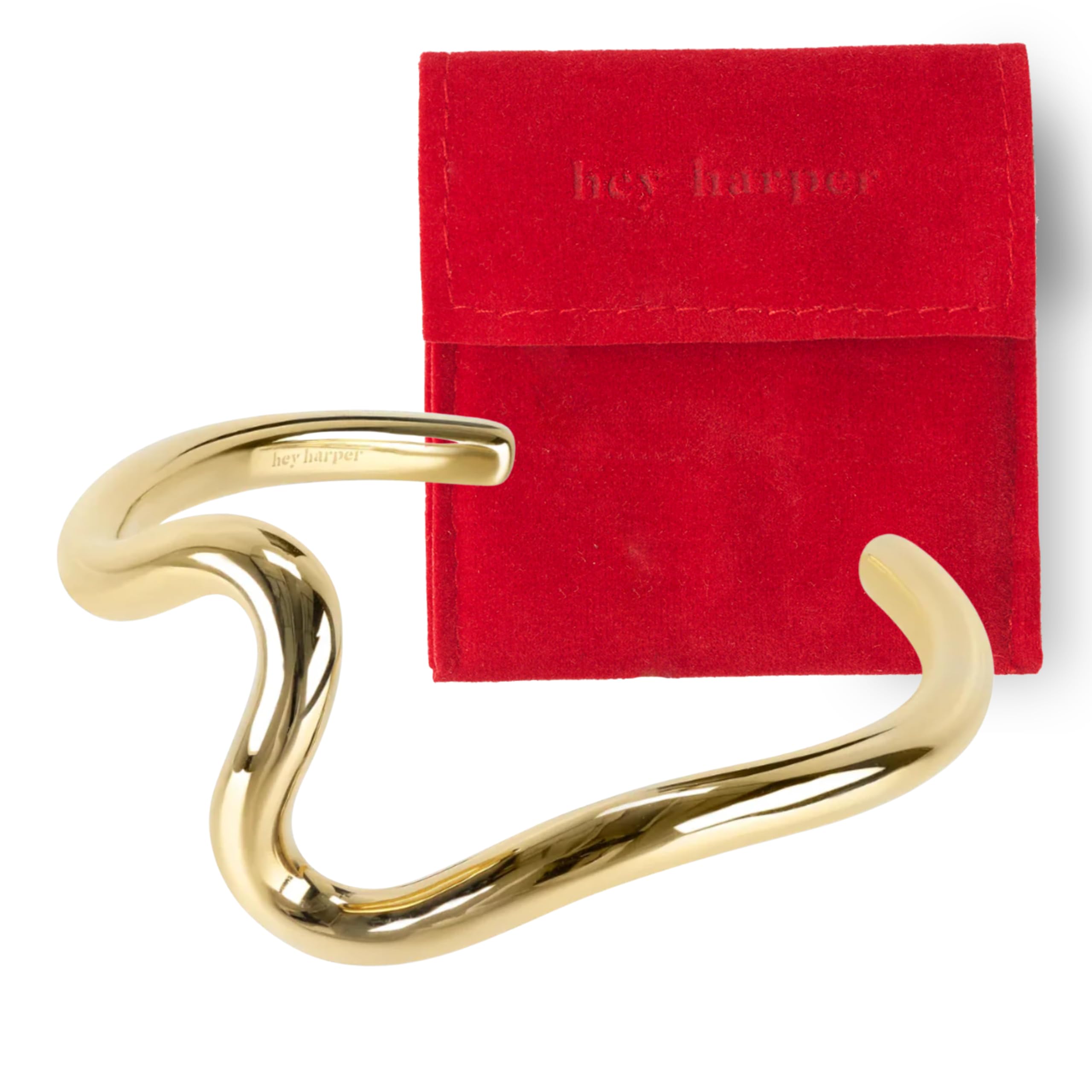 Hey Harper Gold Cuff Bracelet - Bangle Trendy Chunky Non Tarnish Gold Cute Stackable Waterproof Bracelet - Gift for Women - Simple Minimalist Unique Statement Jewelry