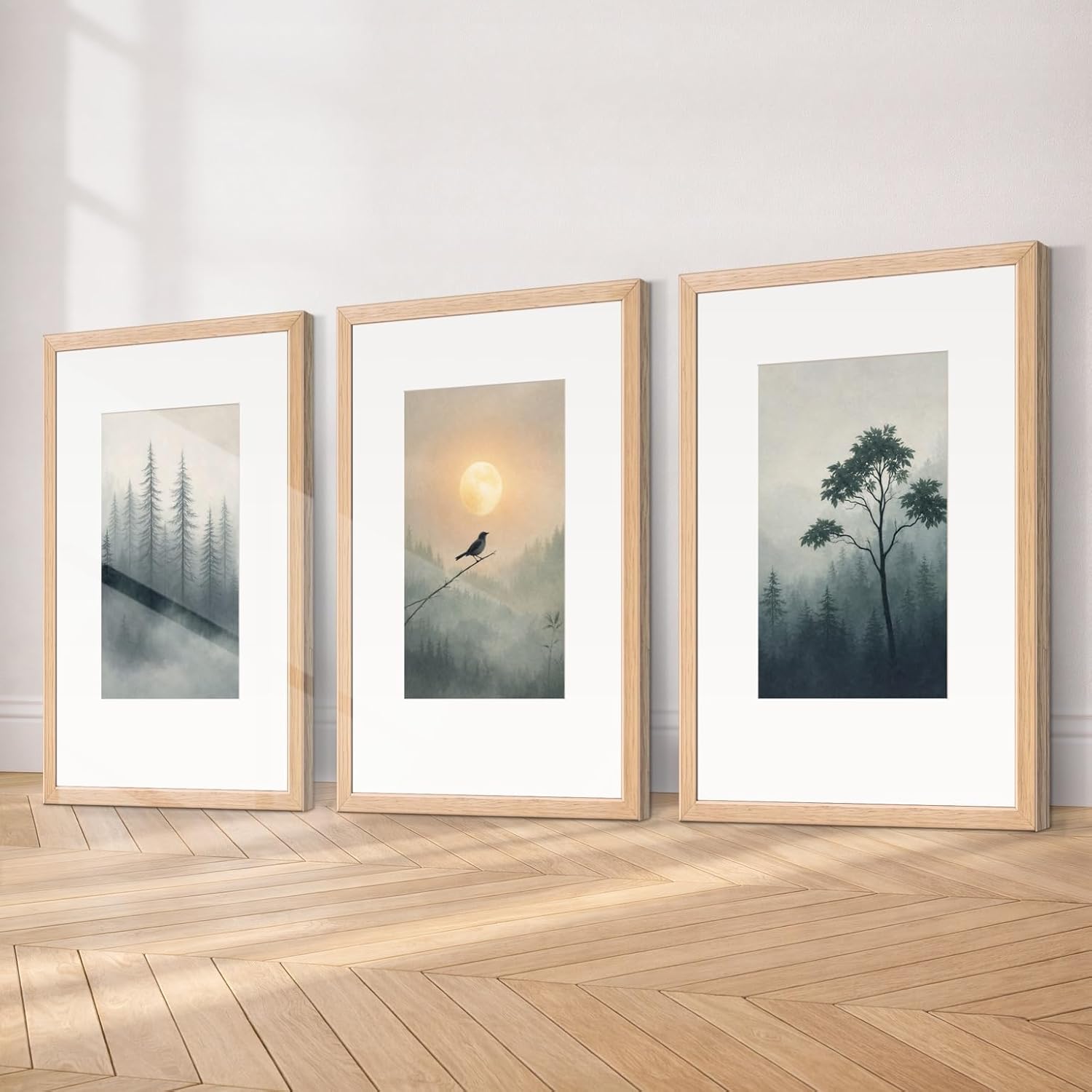 Inkspire Atelier Studio | Misty Horizons Framed Wall Art Painting Set of 3 Frames | Forest Landscape Mountain Sunrise Nature Wall Decor Artwork for Living Room Bedroom Office | Premium Aesthetic Home Decor | A4 | A4+ | A3 Inkspire Atelier Studio | Misty Horizons Framed Wall Art Painting Set of 3 Frames | Forest Landscape Mountain Sunrise Nature Wall Decor Artwork for Living Room Bedroom Office | Premium Aesthetic Home Decor | A4 | A4+ | A3