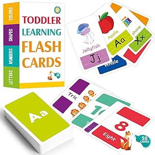 58-Piece Toddler Flash Cards Set - Alphabet, Numbers, Colors & Shapes Learning Cards | Double-Sided Waterproof Flashcards ...