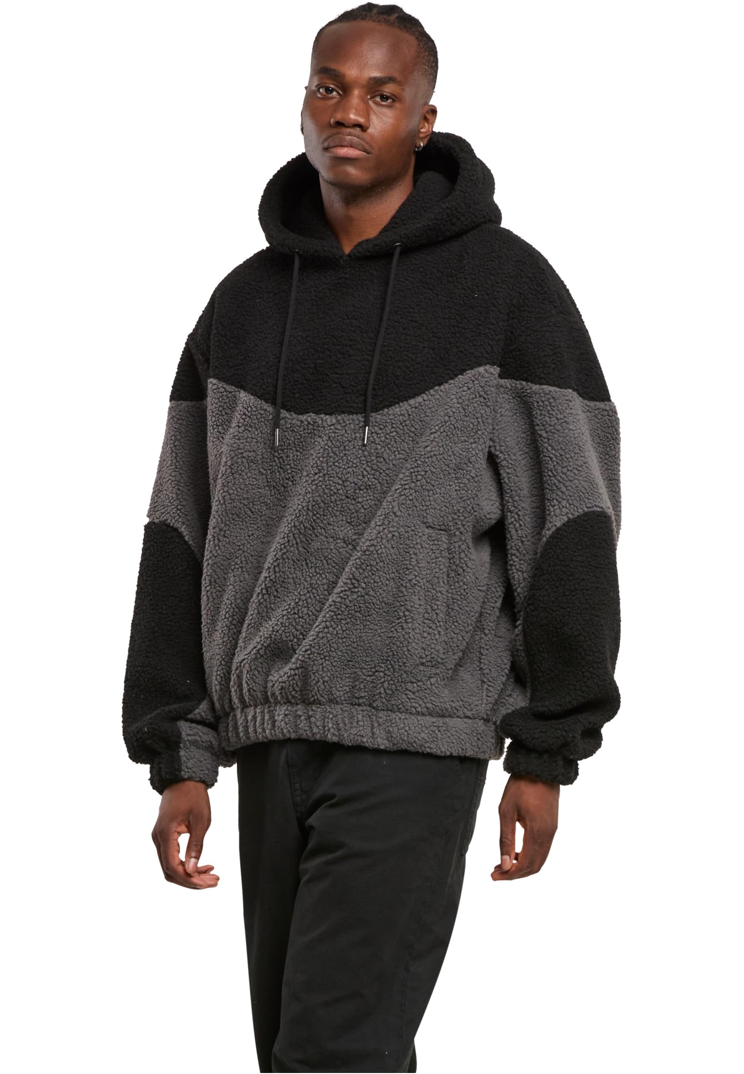 Urban Classics Kapuzenpullover Weavy Colorblock Teddy Hoodie – Lässiger Sherpa-Fleece Hoodie mit Colorblock-Design