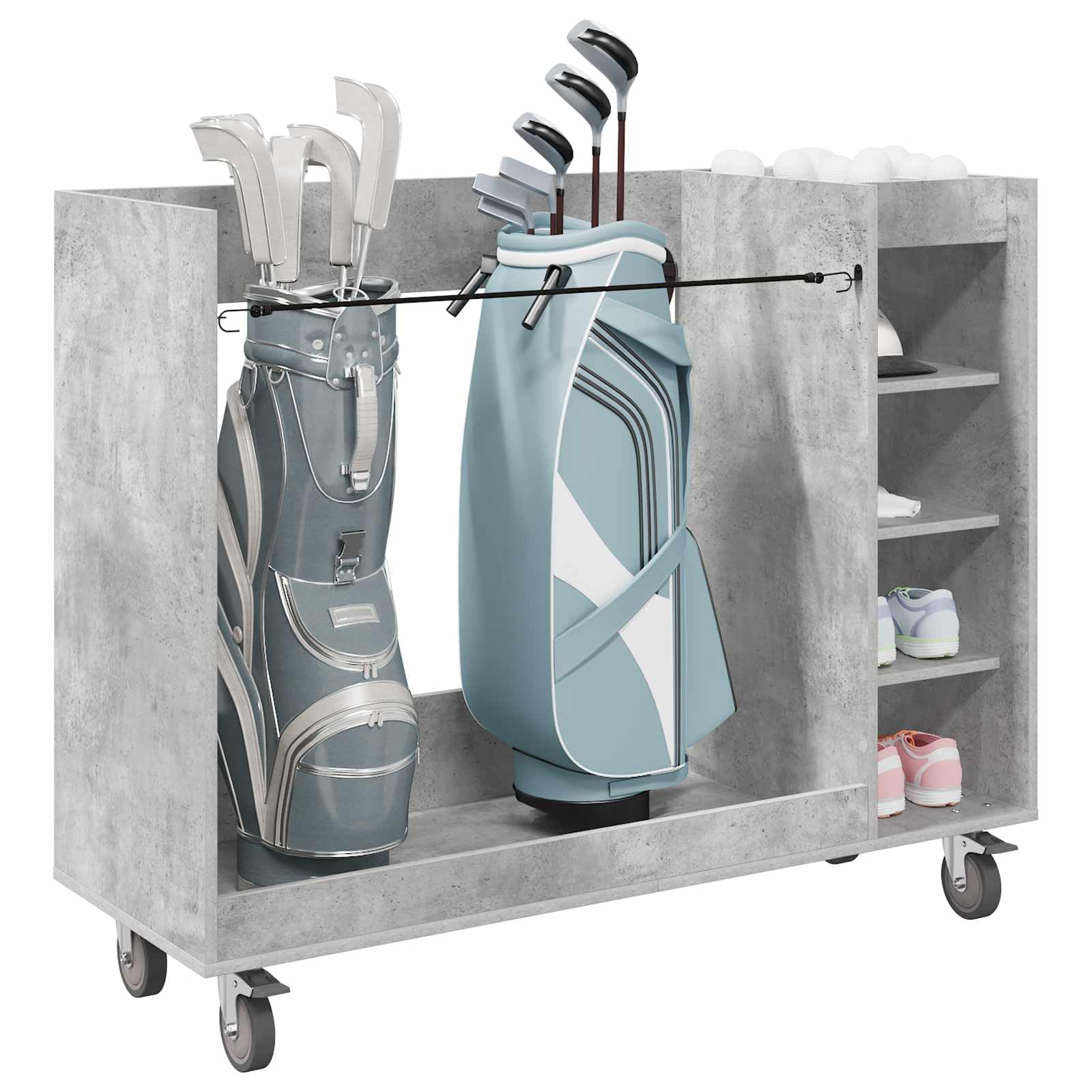 vidaXL Golf Cabinet with Wheel Plain Concrete Grey 120 x 45 x 98 cm, Ample Storage, Stylish Garage Cabinet, Rectangular Golf Organizer, Functional Indoor Unit, Free-Standing Wooden Shelf — image 1