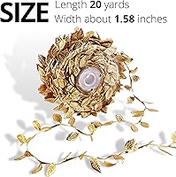 Vista 2 de Guirnalda de hojas de oro artificial de 20 yardas para manualidades, guirnalda de fiestas, bodas, enredaderas artificiales