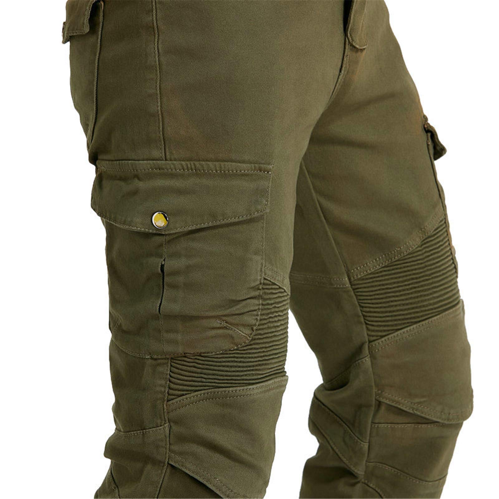 FFFF & OLFEH Jeans Da Moto Uomo Con Protezioni – Denim Kevlar, Ginocchiere E Anca Rimovibili, Nero, Taglia 3XL