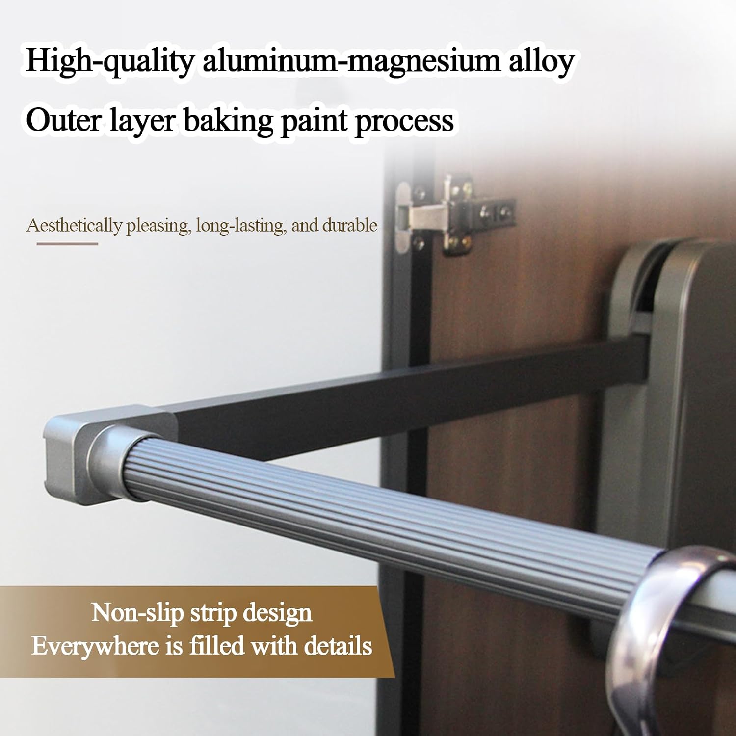 Pull Down Closet Rod, Side Mounted Wardrobe Lift Rail Organizer, 20-47 Inch Adjustable Side & Back Mounted Closet Rod, for Wardrobe & Hanging Clothes (660~890mm)