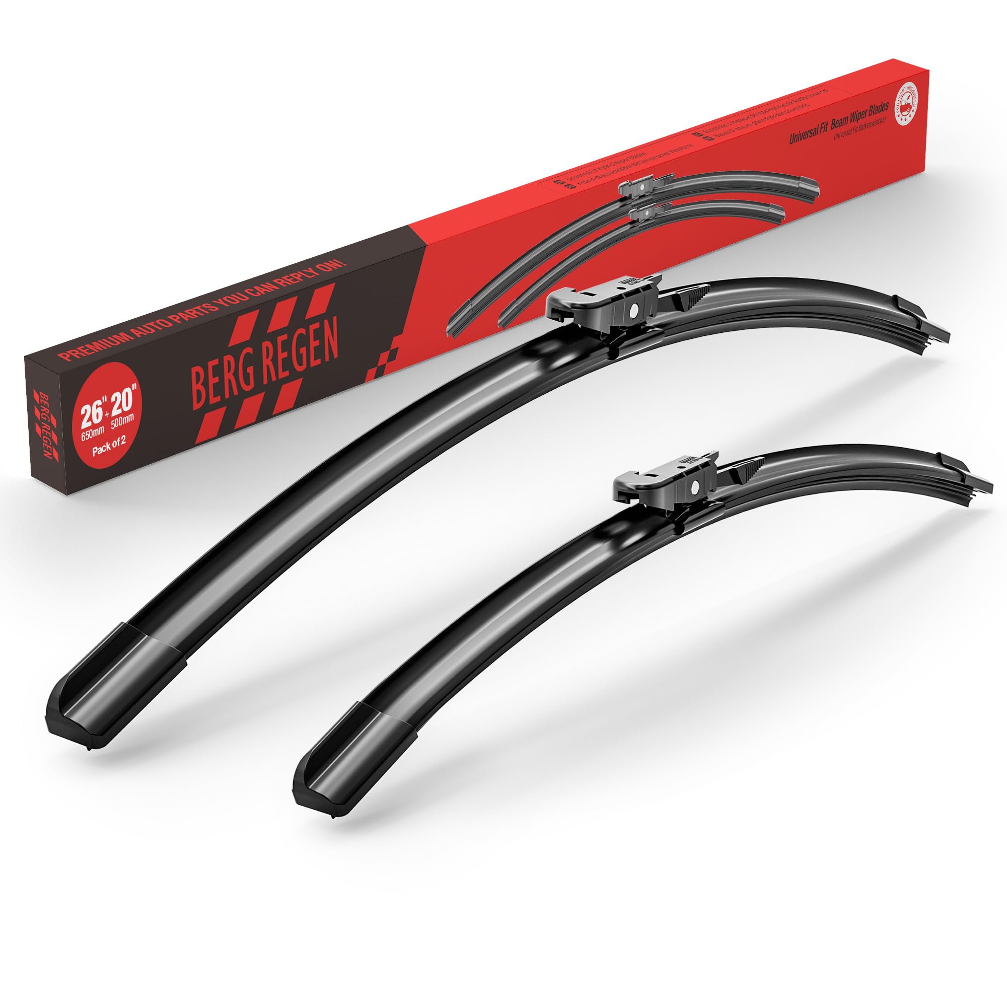 BERG REGEN 26"+20" Windshield Wiper Blades Replacement for Ford Taurus 2010-2018 Toyota Avalon 2005-2012 Lincoln MKS 2010-2016 – Genuine OEM Quality (Set of 2)