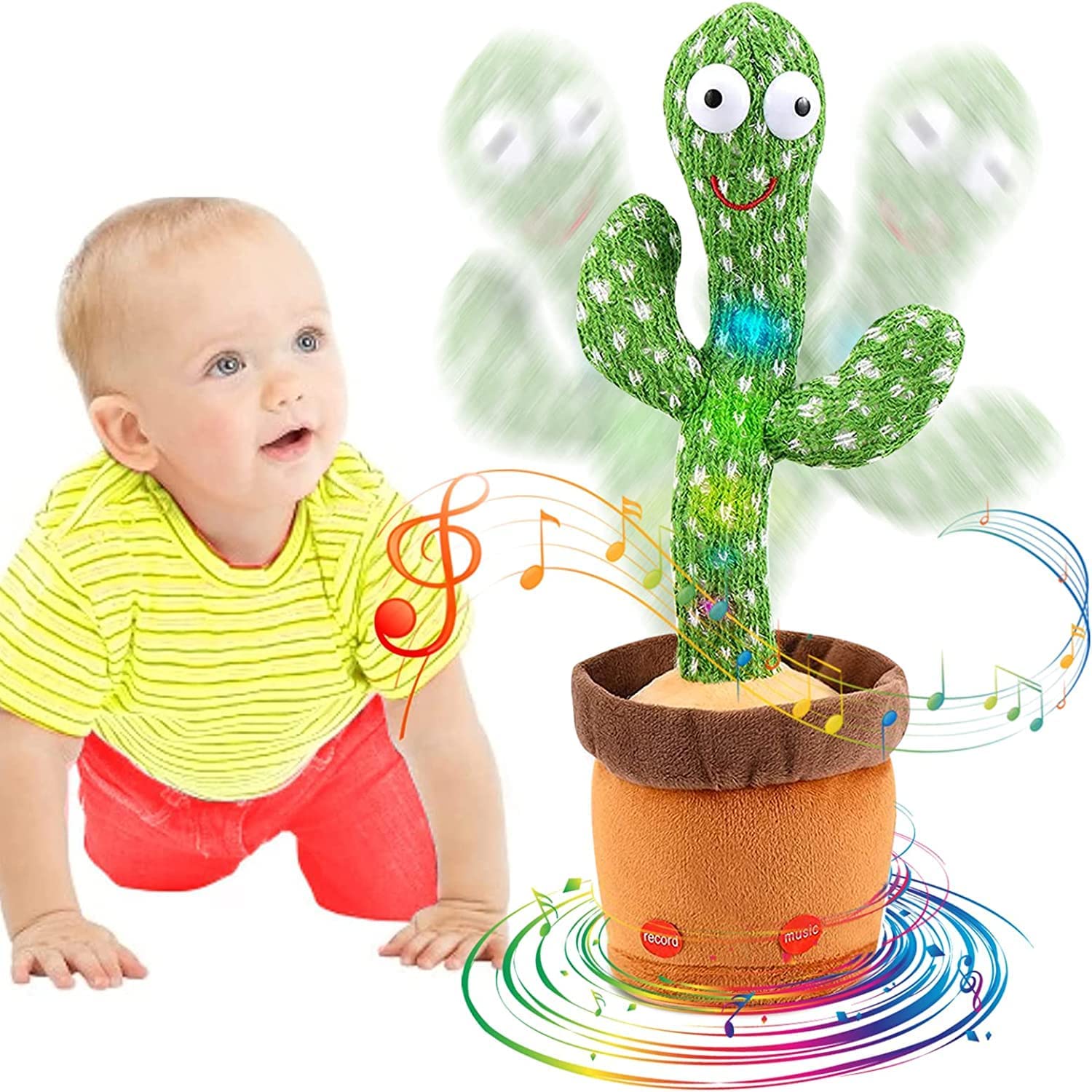 Dancing Cactus Talking Toy for Kids, Cactus Plush Rechargeable Toy, Wriggle & Singing Recording Repeat What You Say Funny Education Toys for Babies Children Playing Home Decor Items for Kids