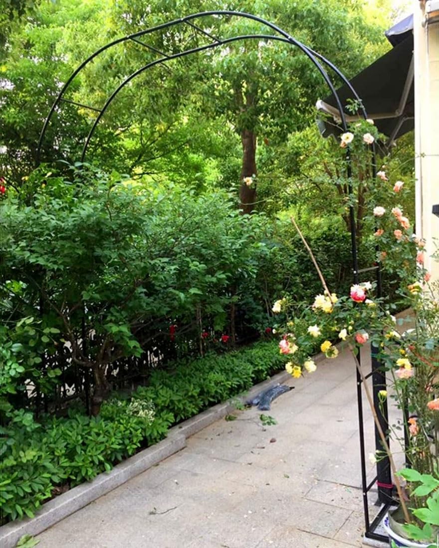 Arco da giardino in metallo resistente per piante rampicanti, 2,0 m/2,2 m/2,3 m, supporto per pergolato per rose, viti e tralicci, pergola durevole in nero/bianco/bronzo/verde scuro (L140 x P 40 x A