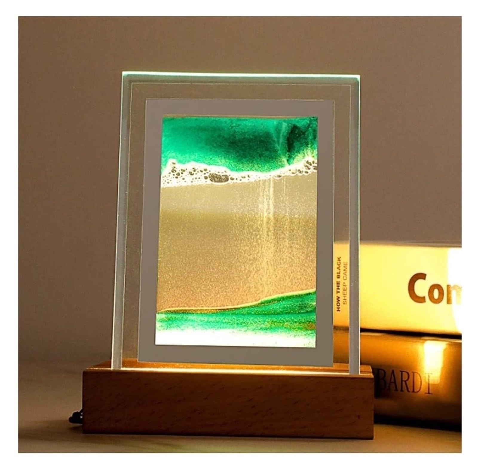 SXDMOUBK Quicksand Painting Table Lamp Night Light Quicksand Painting Table Lamp, Deep Sea Sandscape Night Light, 3D Bedside Table Lamp Liquid Motion Sand Art for Home Decor and Office