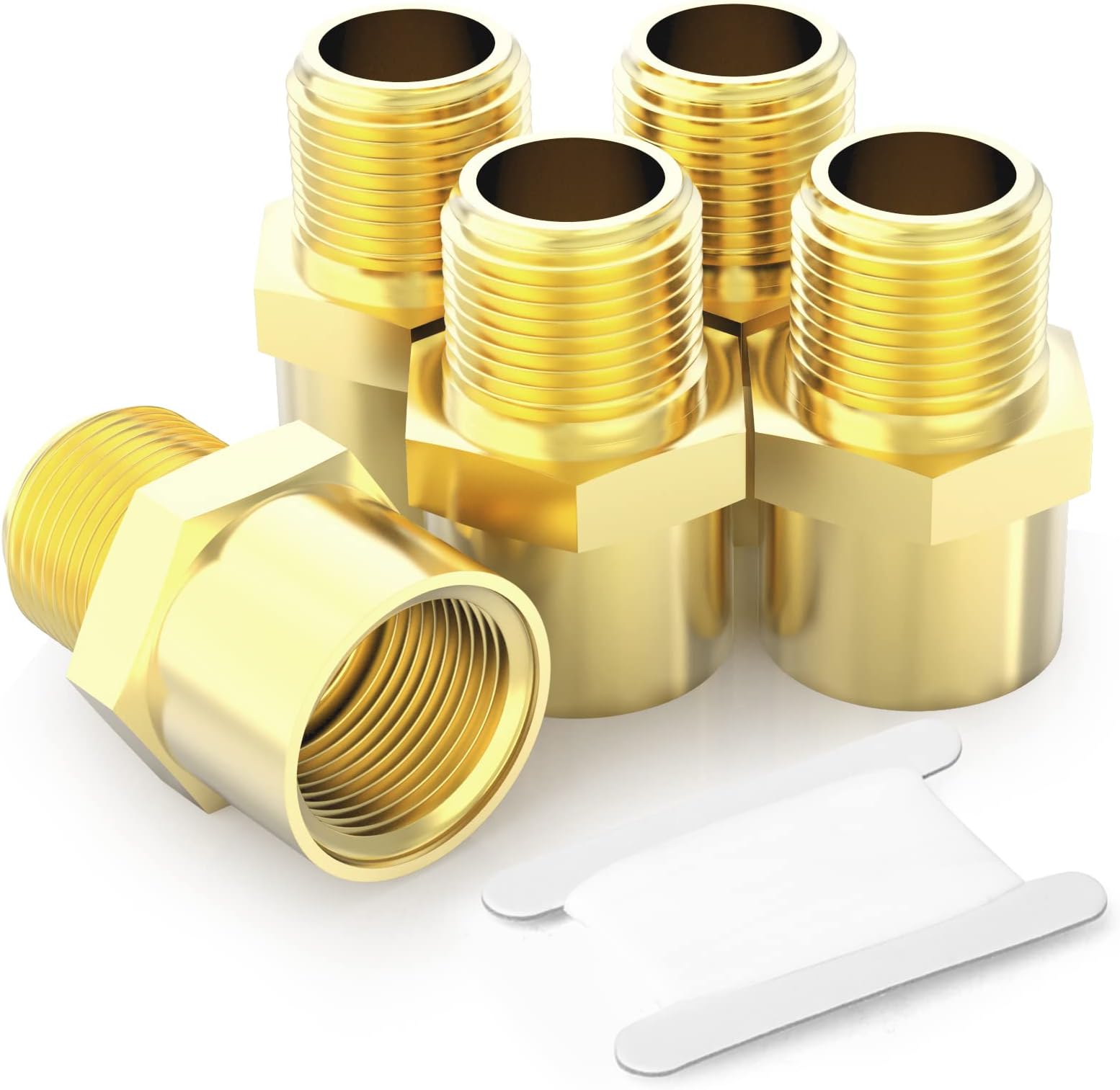 TAISHER5PCS Brass Pipe Fitting, Adapter, 3/8" NPT Male x 3/8" G Thread (BSP) Female
