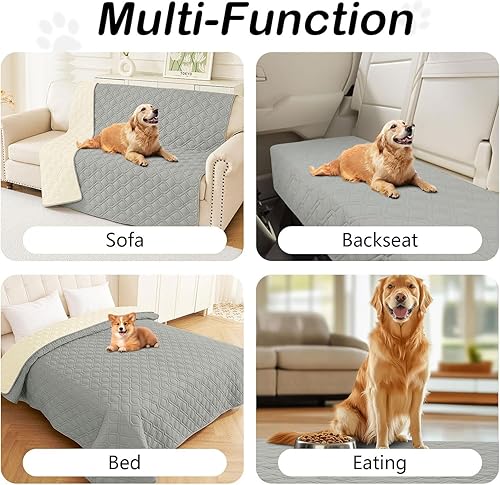 Miniatura 168 de hyha Manta de cama impermeable para perro, mantas suaves para mascotas, funda de sofá impermeable para perros, fundas reversibles lavables para