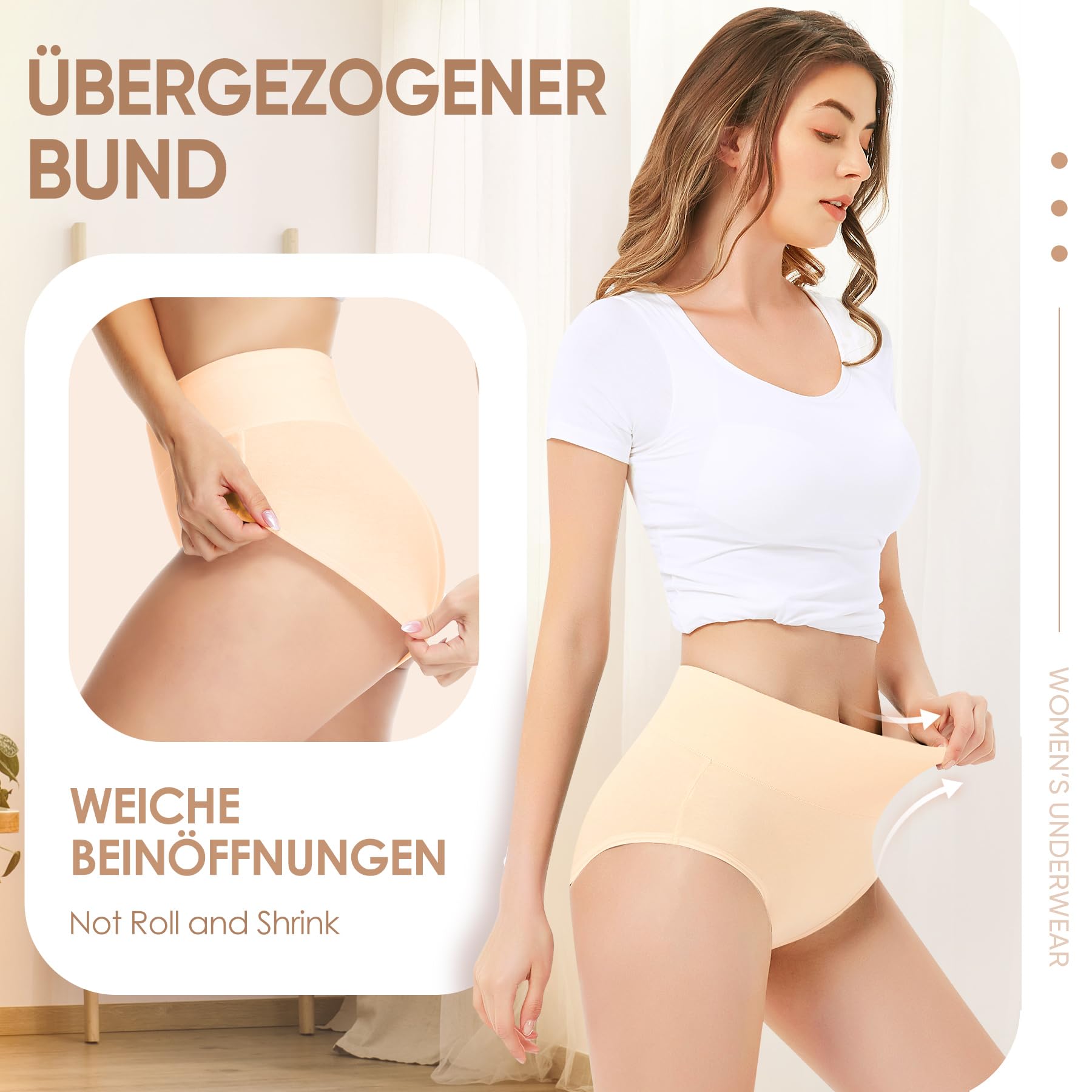 Falechay Mutanda Donna Vita Alta Cotone Slip Traspirante Confortevole Pacco da 5