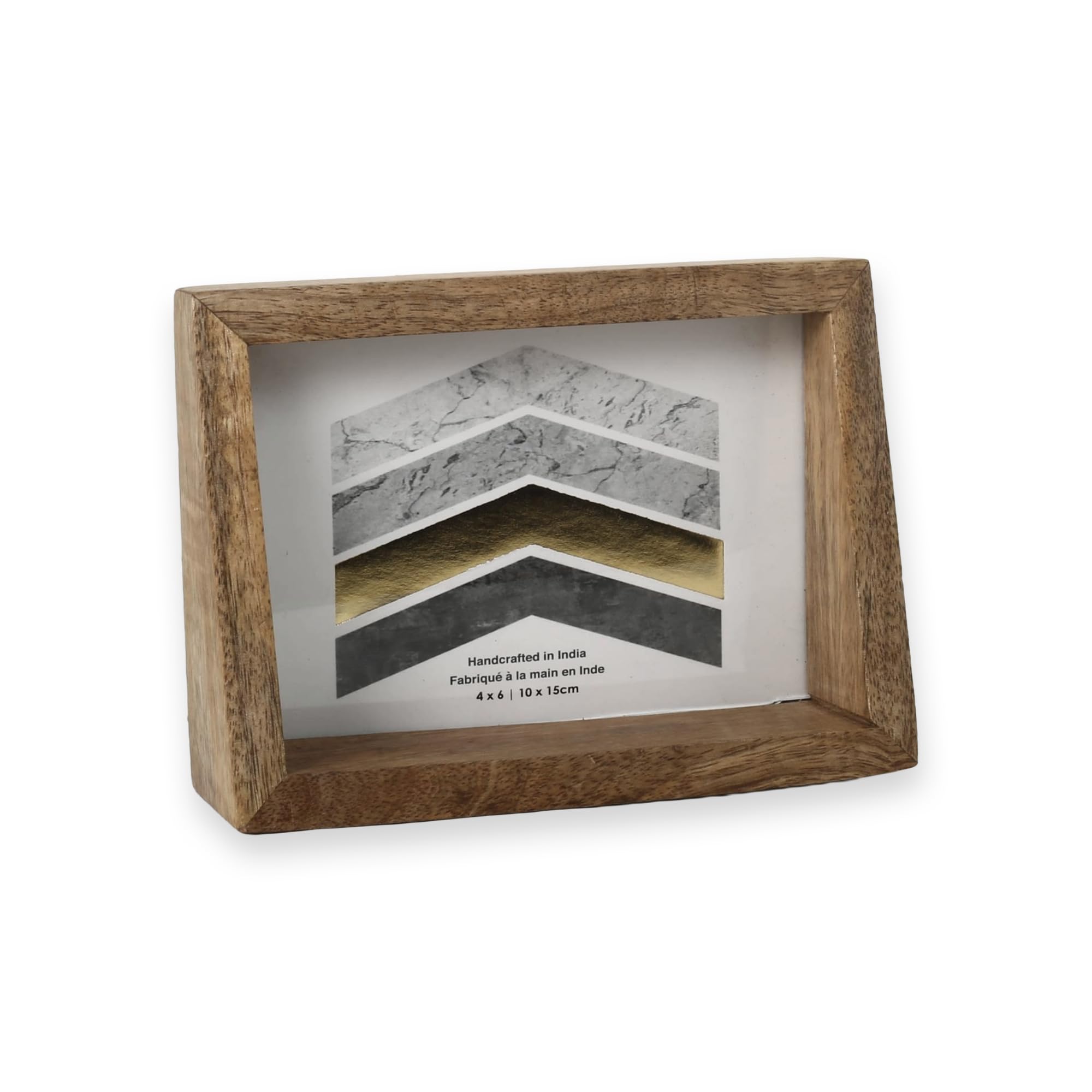 Edzzel Beige Handcrafted Wood Shadow Box Picture Frame – 4X6 Rustic Solid Wood Photo Frame For Tabletop And Standing Photo Frame Decor – Natural Grain Boho Display Frame, Made In India