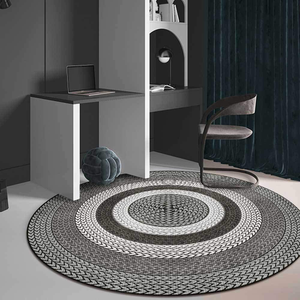 GUGJHFVH Round Area Rug ø 70 cm Kitchen Rug for Bedroom Living Room, Non Slip, Washable Vintage Carpet Grey