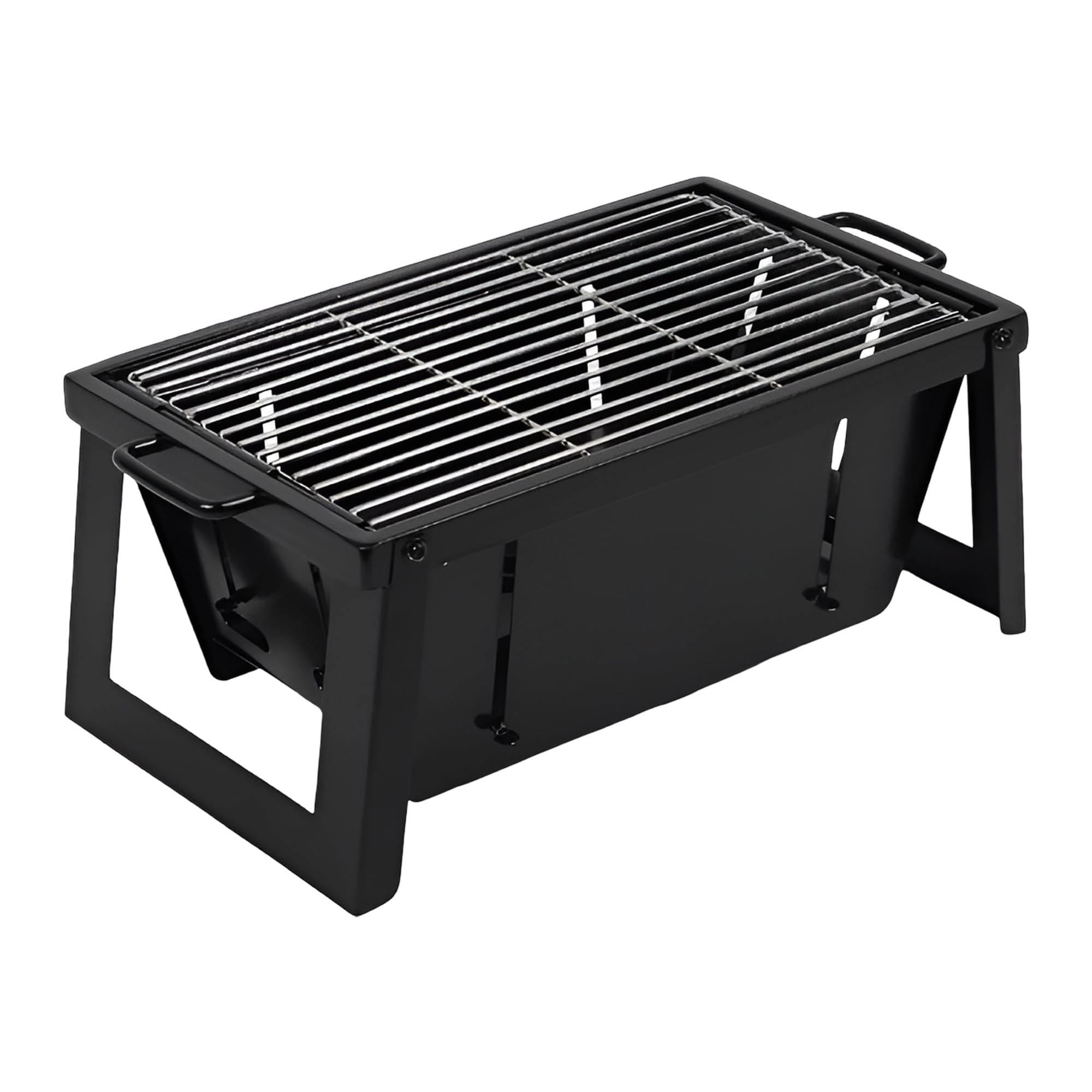 Peng Essentials Envelope Baisc BBQ Grill for Indoor & Outdoor Cooking| Traveler Compact Foldable Tandoor Charcoal Barbeque Grill Set| Tabletop, Portable, Easy Assembly- (Black)-image-46