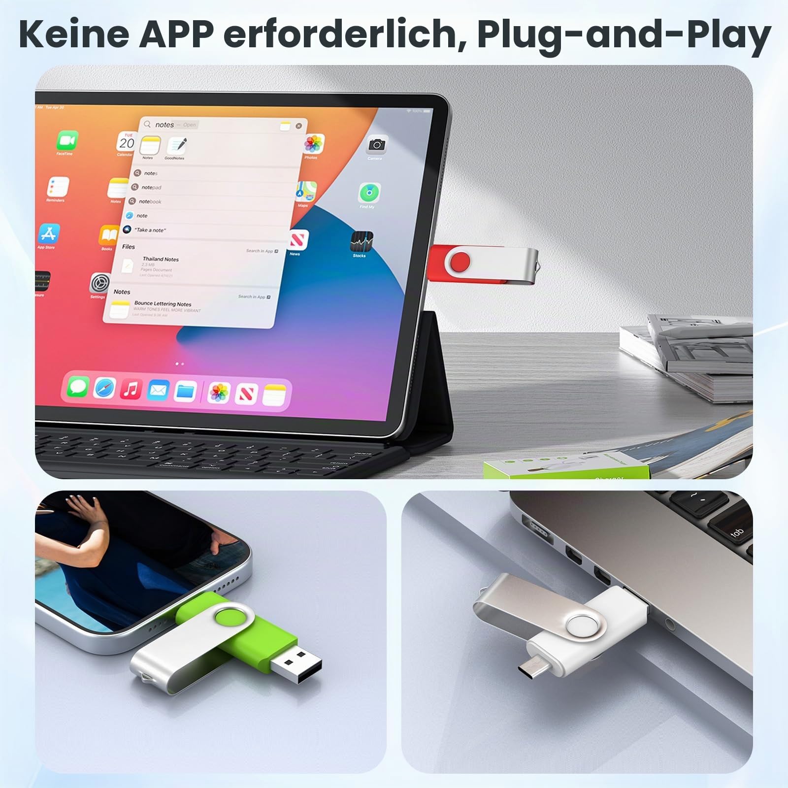 ABLAZE 64 GB USB C Stick 10er Pack, OTG USB 2.0 Typ-C Speicherstick | 64GB Dual Typ-C Stick kompatibel mit iPhone 16/15, Android-Smartphones, Computern, Tablets, Mac, iPad, PC