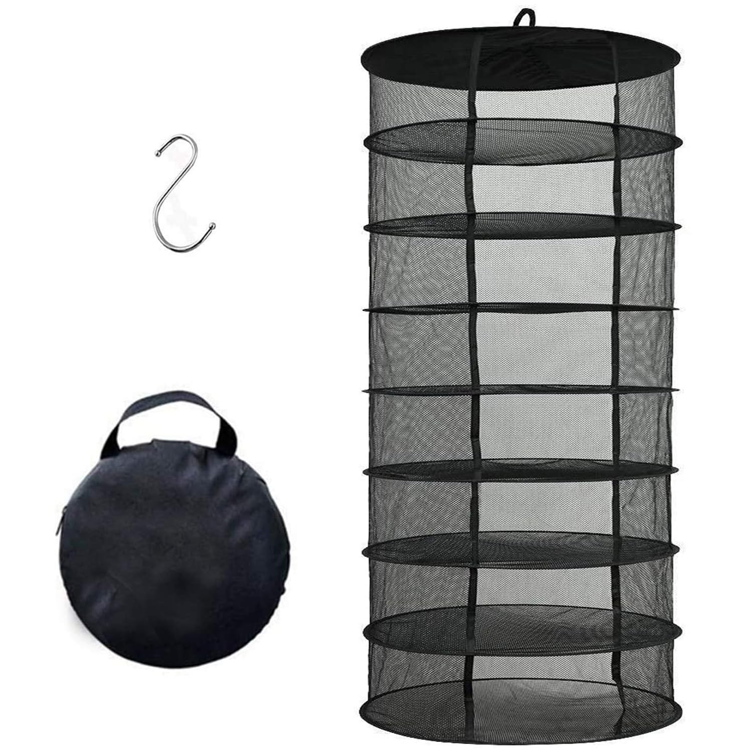 Desy & Feeci Hängendes Kräuter-Trockennetz 8-lagiger Pflanzennetz-Trockenständer Für Kräuter, 2ft Plant Hanging Mesh Trockennetz Schwarz(H160*D60 cm)