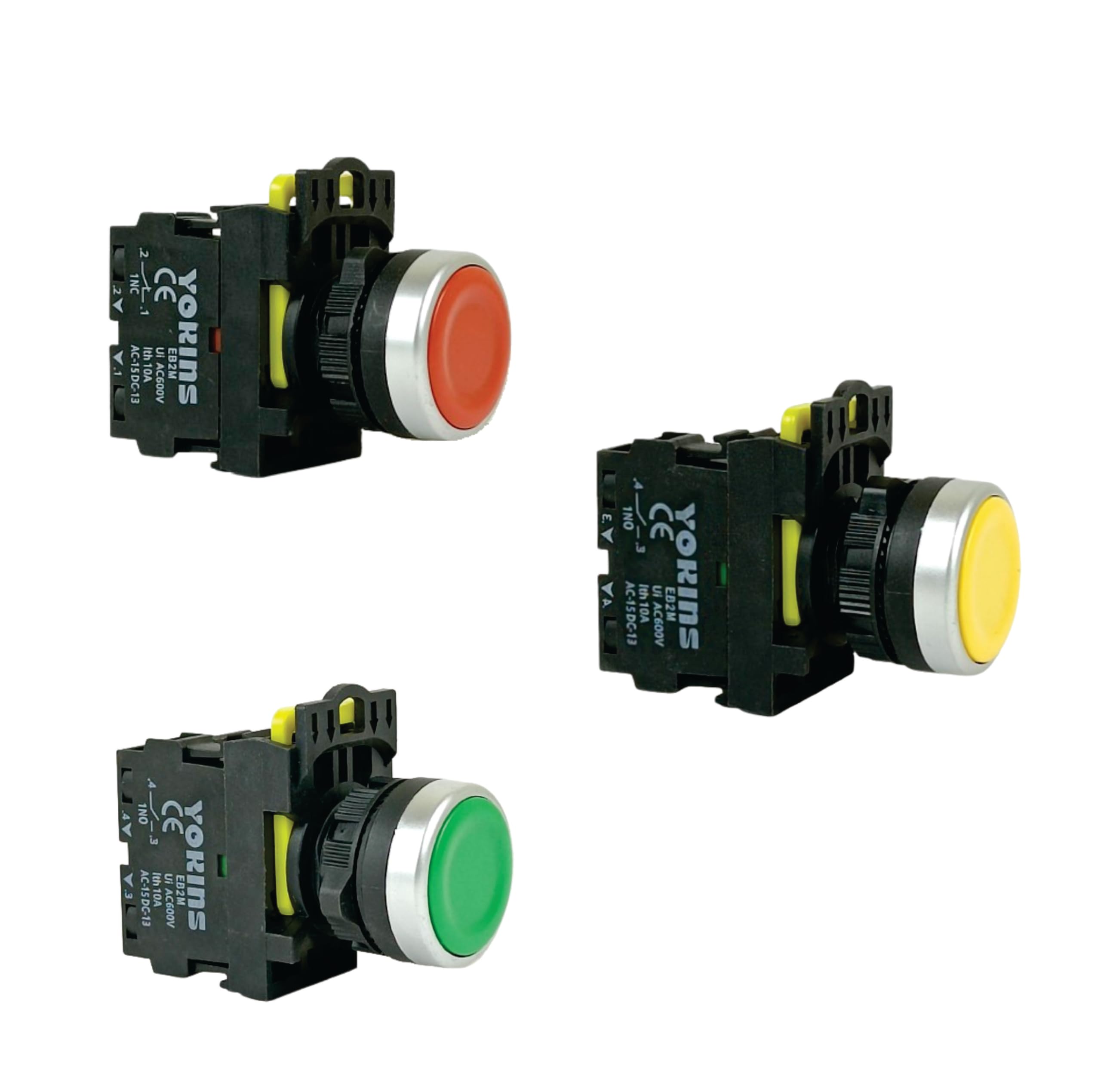 Yokins Push Button, Set Of RGY, 22mm Red, Green & Yellow color with spring return (copper & silver contacts)-image-22