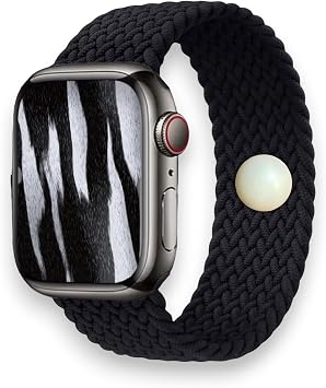 Nausea & Motion Sickness Watch Band Acupressure Strap for Stress & Focus Support Compatible with Apple Watch - Braided Nylon Solo Loop Black Black, Small 42/49