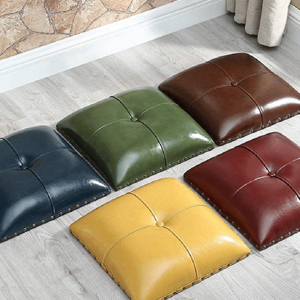 JIOWEUOE Questo poggiapiedi imbottito è realizzato in legno di gomma, decorato con bottoni, stile europeo, può essere utilizzato come sgabello da tavolo, sgabello fasciatoio, pia, verde, 40 x 40 cm