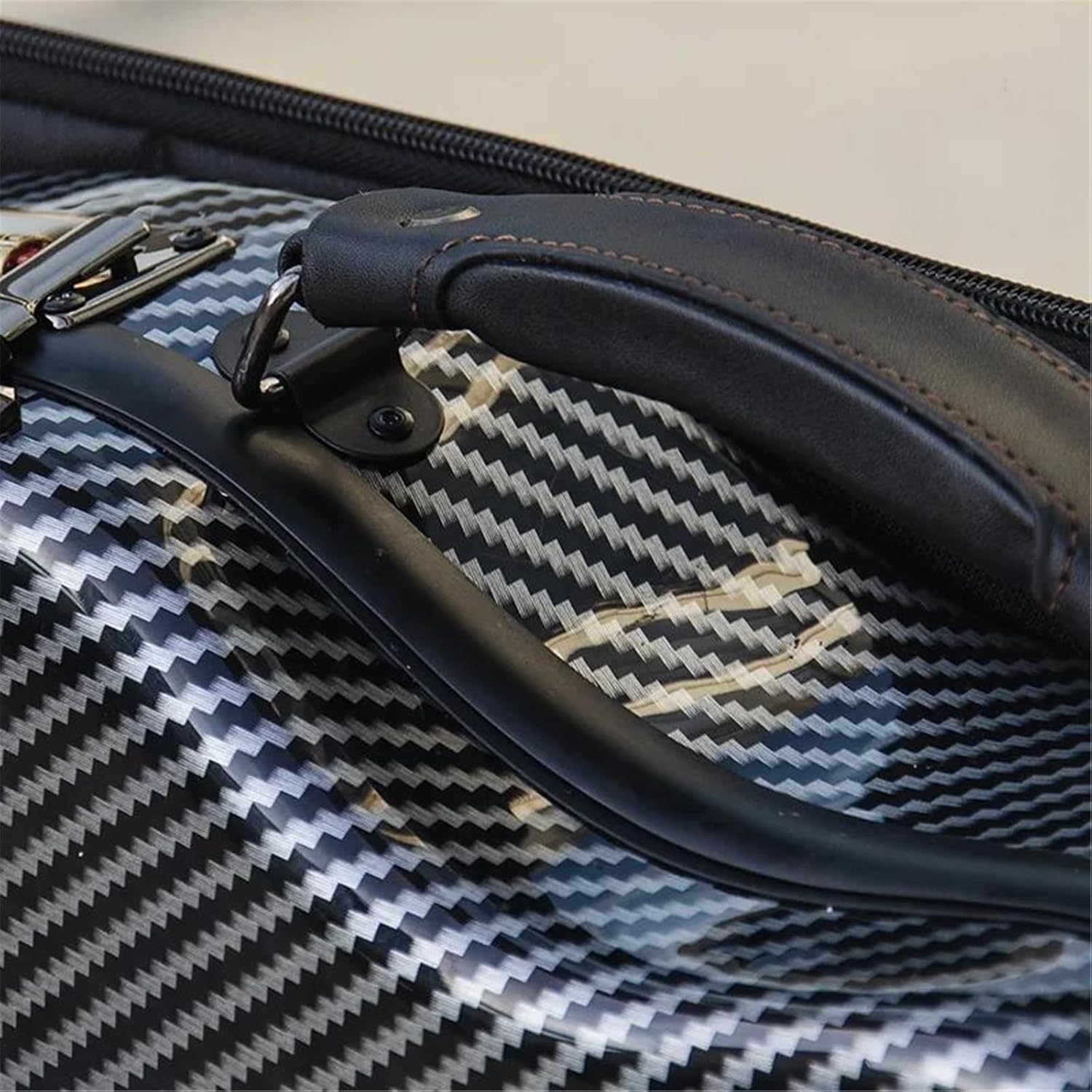 Violin instrument case Violin Case 4/4 Size Black Stripes Widened Triangular Hybrid Carbon Fiber With Code Lock Music Bag