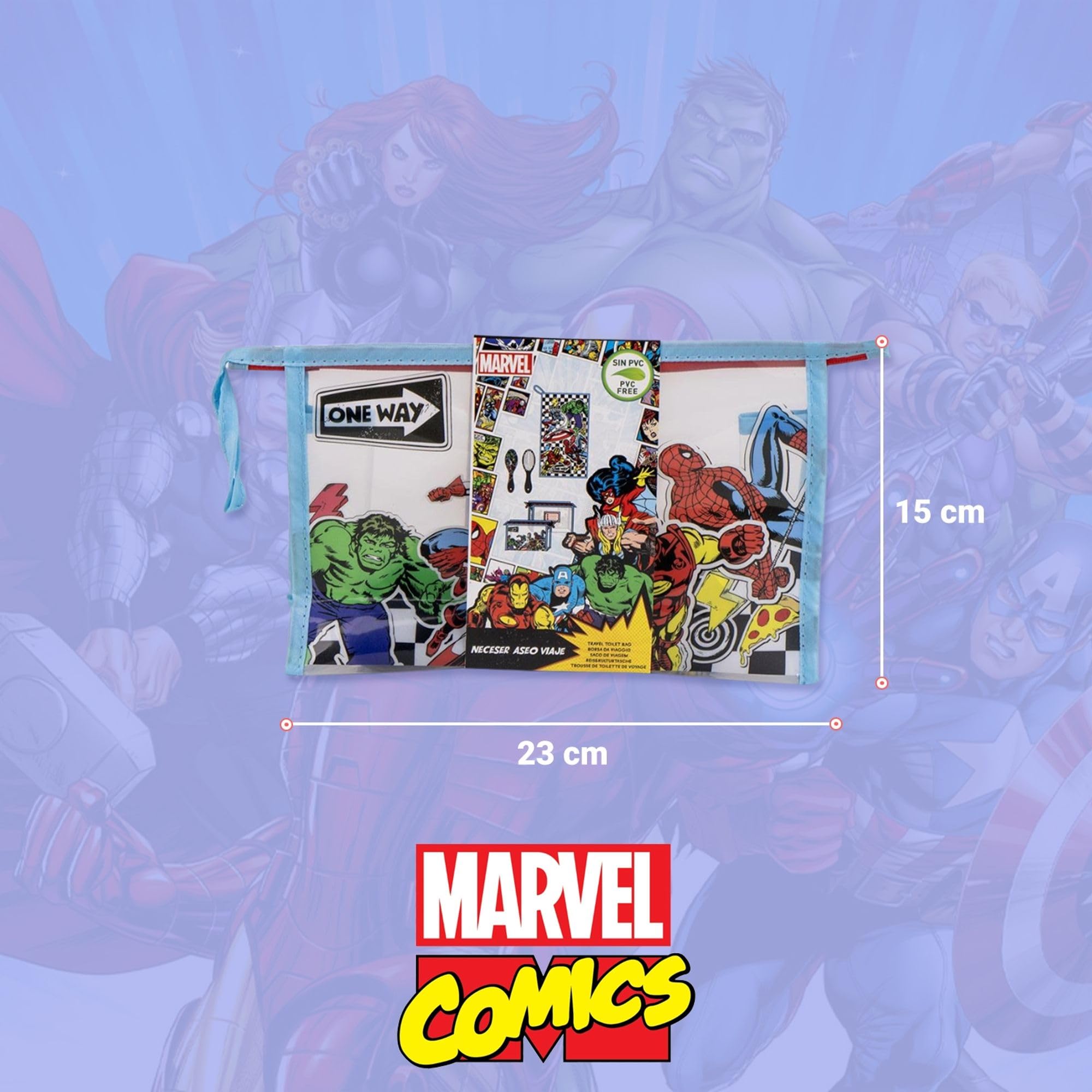 Set di spazzole per capelli per bambini Marvel Avengers con asciugamano e custodia trasparente - Borsa per la cura personale Avengers e accessori originali dei supereroi