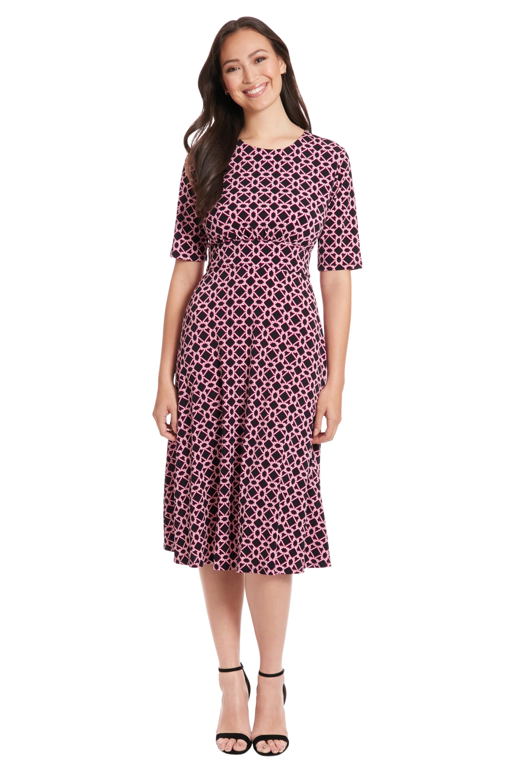 London Times Women's Dresses Inset Waist Midi Dress Career Office Occasion Guest of