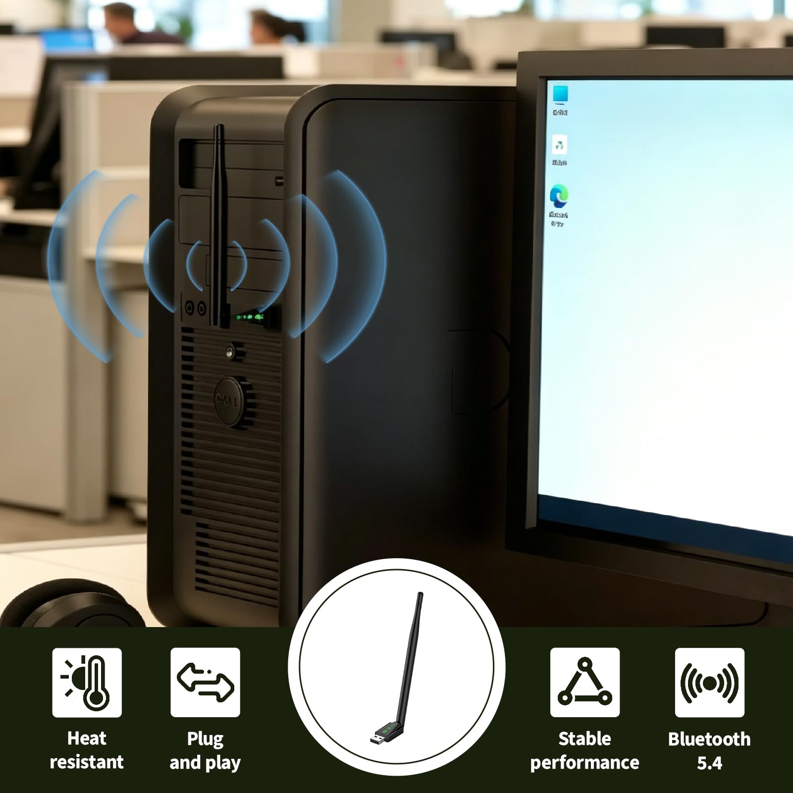 WLAN-Antenne, USB, WLAN-Stick, 6 AX900 USB mit Bluetooth 5.4, WLAN-Adapter, Dual Band 2,4 GHz, 5 GHz, bis zu 900 Mbps, WLAN-Dongle mit 6dBi-Antenne, niedrige Latenz, AP-Modus, kompatibel mit Windows