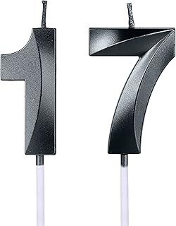 Black 17th & 71st Birthday Candles for Cakes, Number 17 71 Glitter Candle Cake Topper for Party Anniversary Wedding Celebration Decoration