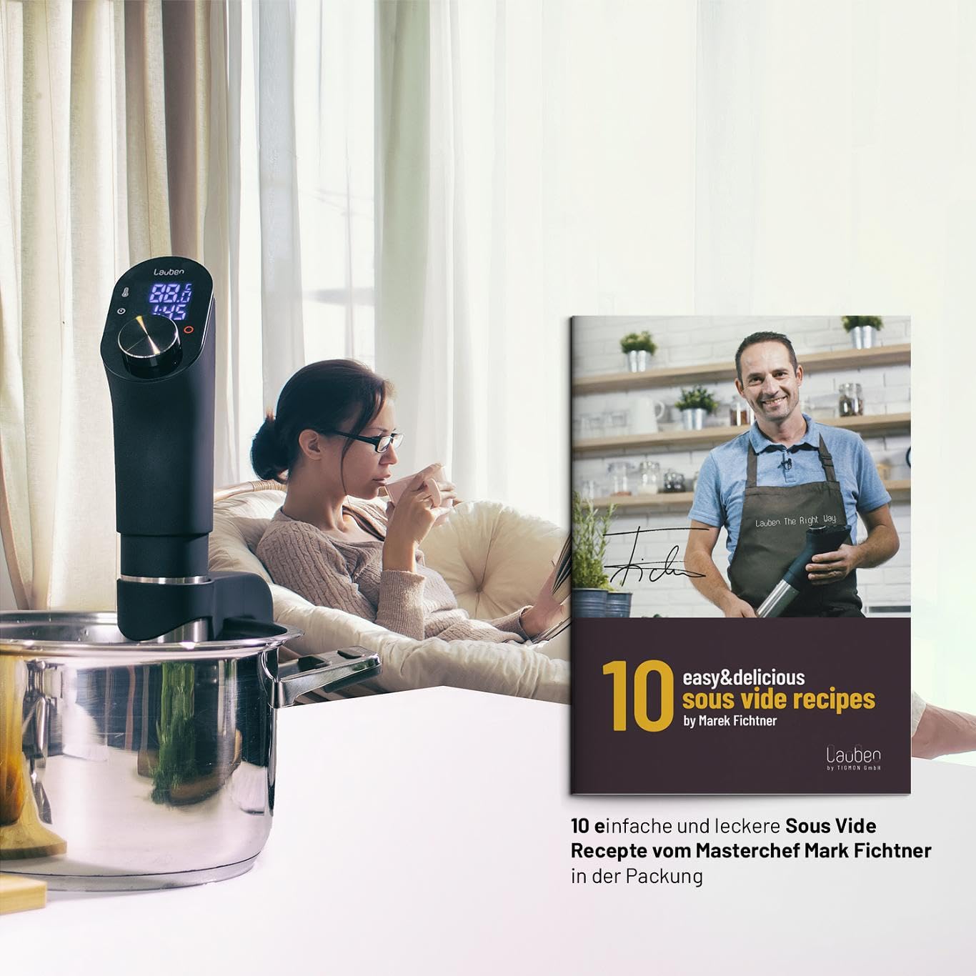 Lauben Sous Vide Stick SV01 Präzisionskocher - 1200W Profi Vakuum-Tauchthermostat für Ihr Zuhause | Sous Vide Garer
