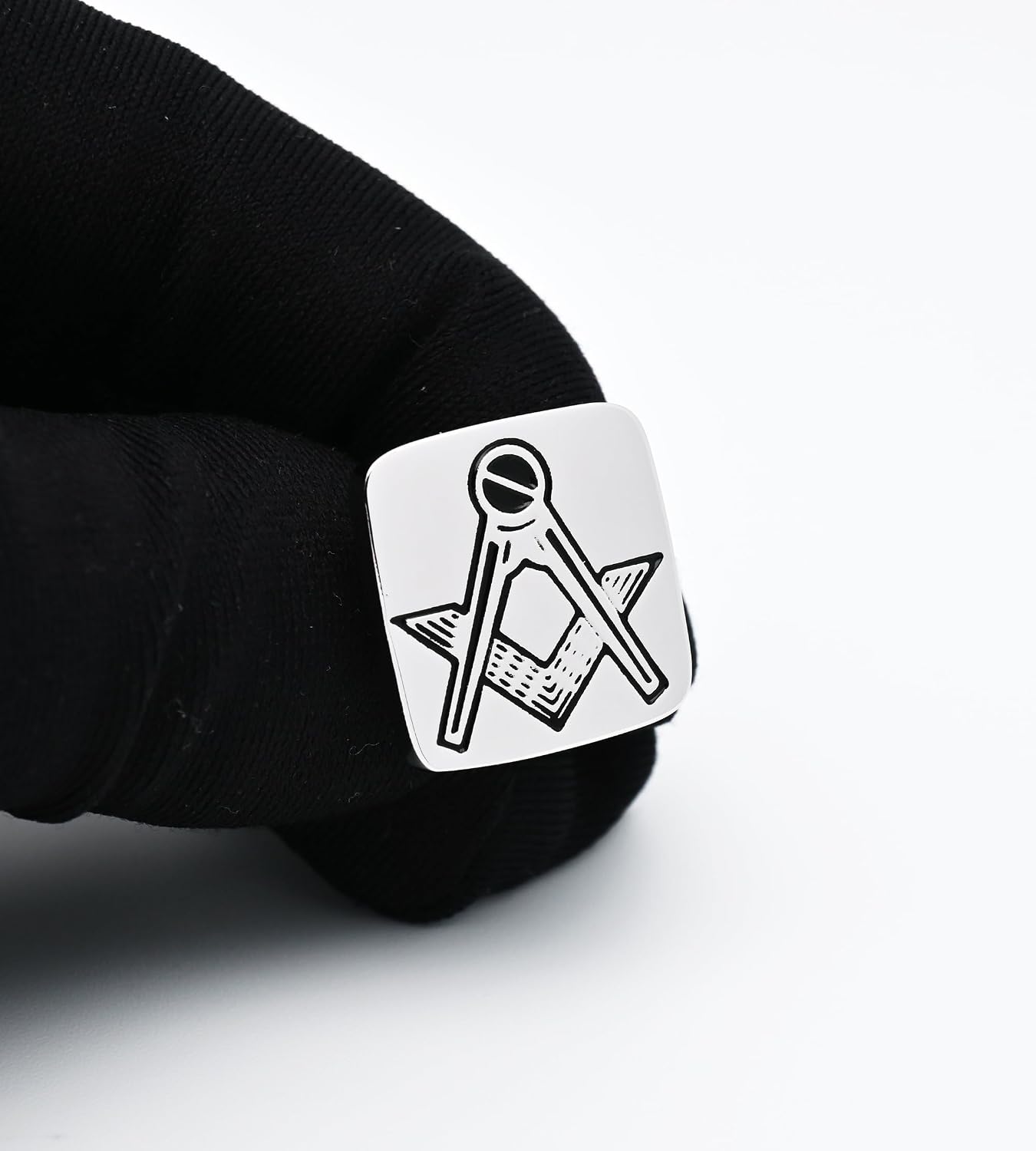 Freemason Masonic Silver Cufflinks for Men French Shirt In Gift Case | Classic Square Shape, Easy to Put On Freemasonry Men's Cuff Links Jewelry for Wedding Party Anniversary Formal Events Dress