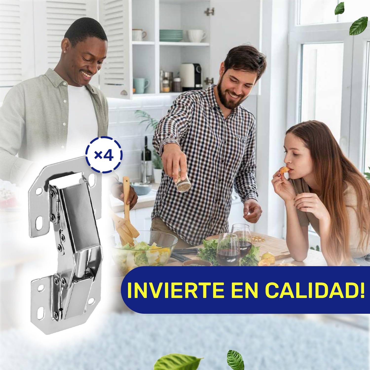 4 Piezas Bisagras Puertas Cocina con Ángulo Apertura 90° - Bisagras Muebles Cocina con Muelle Presión está Fabricada en Acero Niquelado – Garantía de 10 Años - MONTERAL