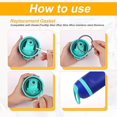 Miniatura 3 de 6 popotes de repuesto y 2 juntas compatibles con Owala FreeSip con cepillo de limpieza, popotes de plástico reutilizables, tapas de sellado,