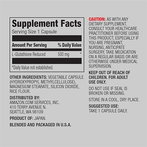 Miniatura 3 de Glutatión de Amazon Elements, 500 mg, 60 cápsulas, suministro de 2 meses (el embalaje puede variar), 60