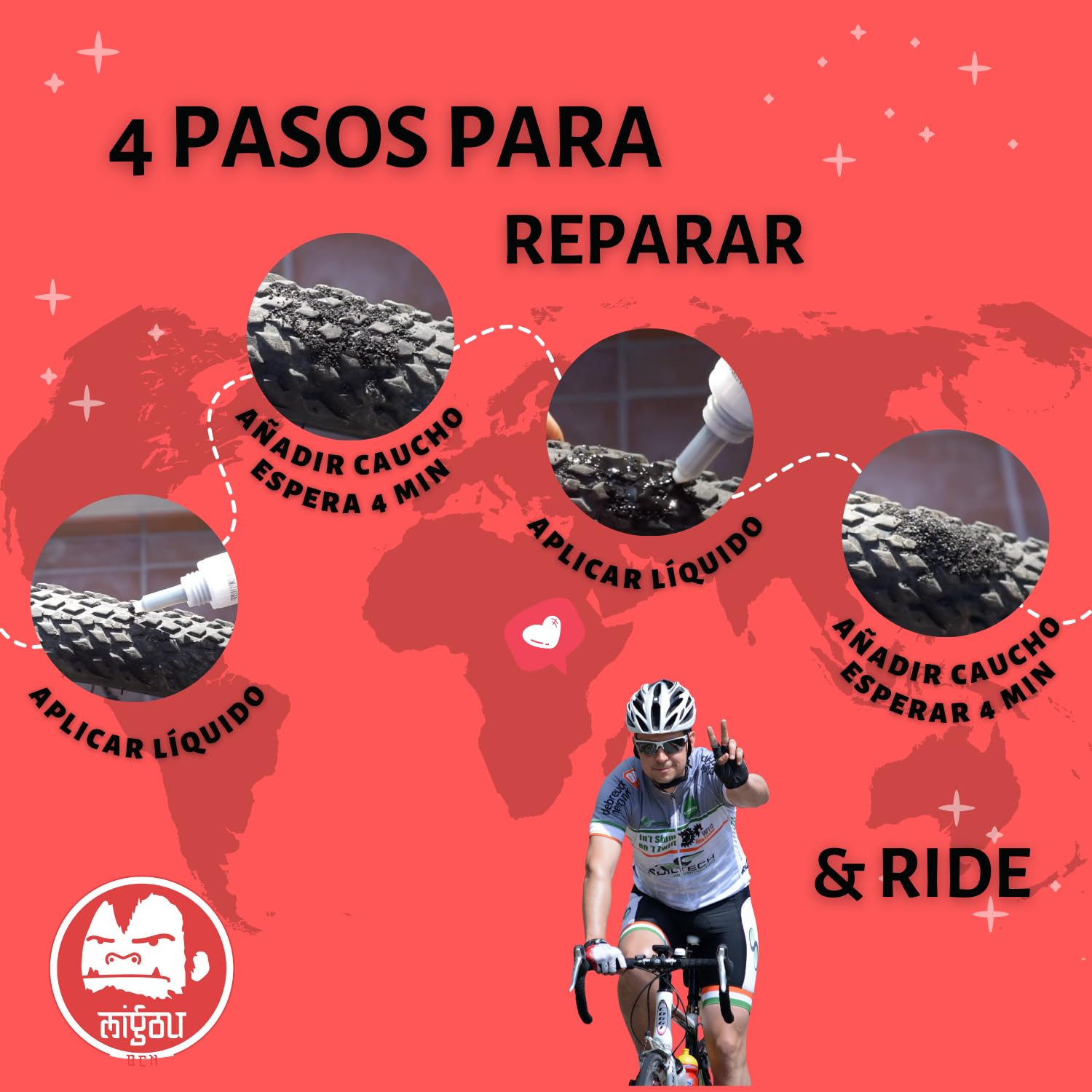 Kit Reparacion Tubeless (+ 5 mechas) - Vulcanizado Neumáticos Repara pinchazos tamaño Grande Sella Cortes y Rajas Grandes antipinchazo vulcanizante