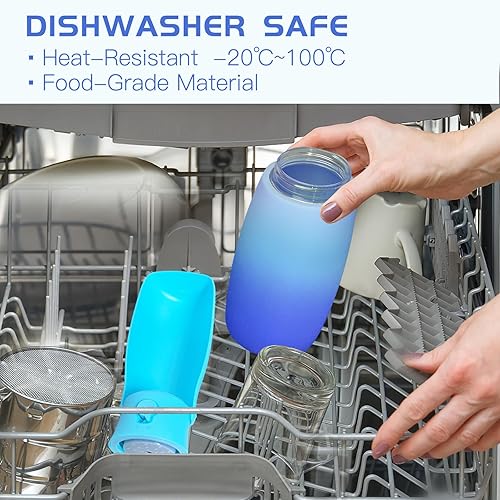 Miniatura 5 de Botella de agua portátil para perros de 19 onzas Plástico de grado alimenticio y a prueba de fugas, dispensador de agua de viaje para cachorros