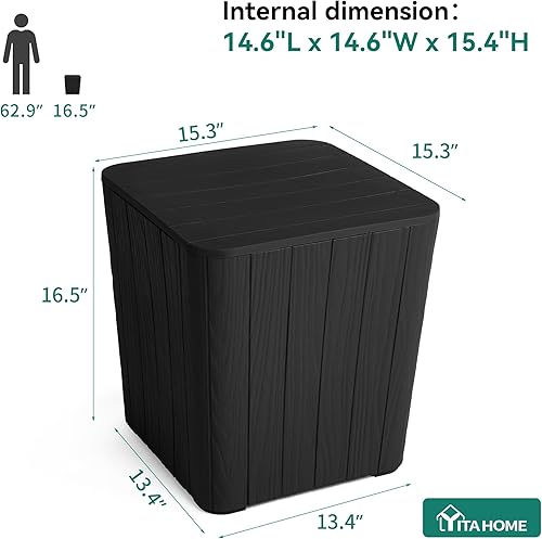 Miniatura 3 de YITAHOME Mesa auxiliar para exteriores de 11.5 galones con almacenamiento para café, decoración de patio, cojines (negro)