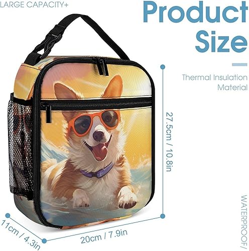 Miniatura 2 de Cute Corgi Swimming in Water Insulated Lunch Bag for Women Men Reusable Lunch Box Tote Bag for Work Travel