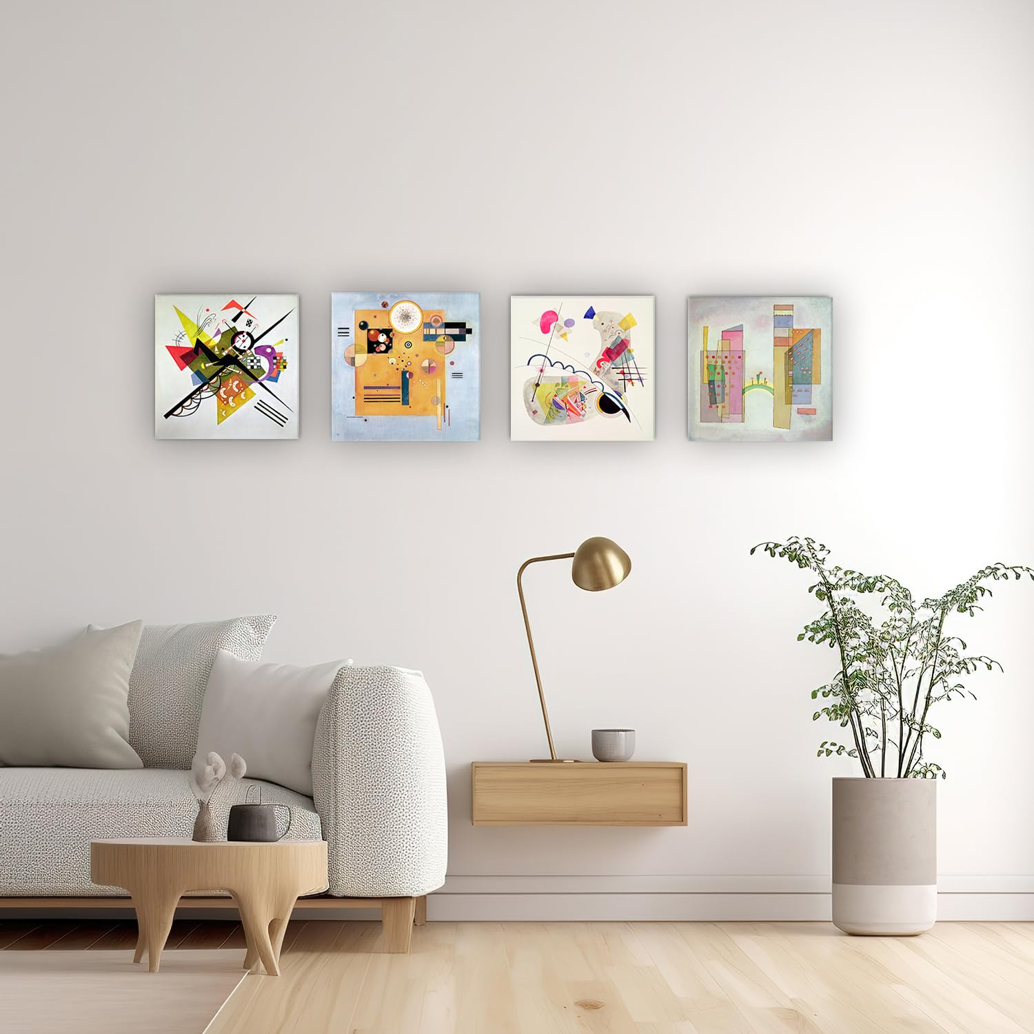 Quadri Moderni Wassily Kandinsky 4 pz 30x30 CM cadauno var 3 Stampa su tela Canvas Arredamento Arte Classica Arredo per cucina, camera da letto, soggiorno, salotto, bar, ufficio, ristorante