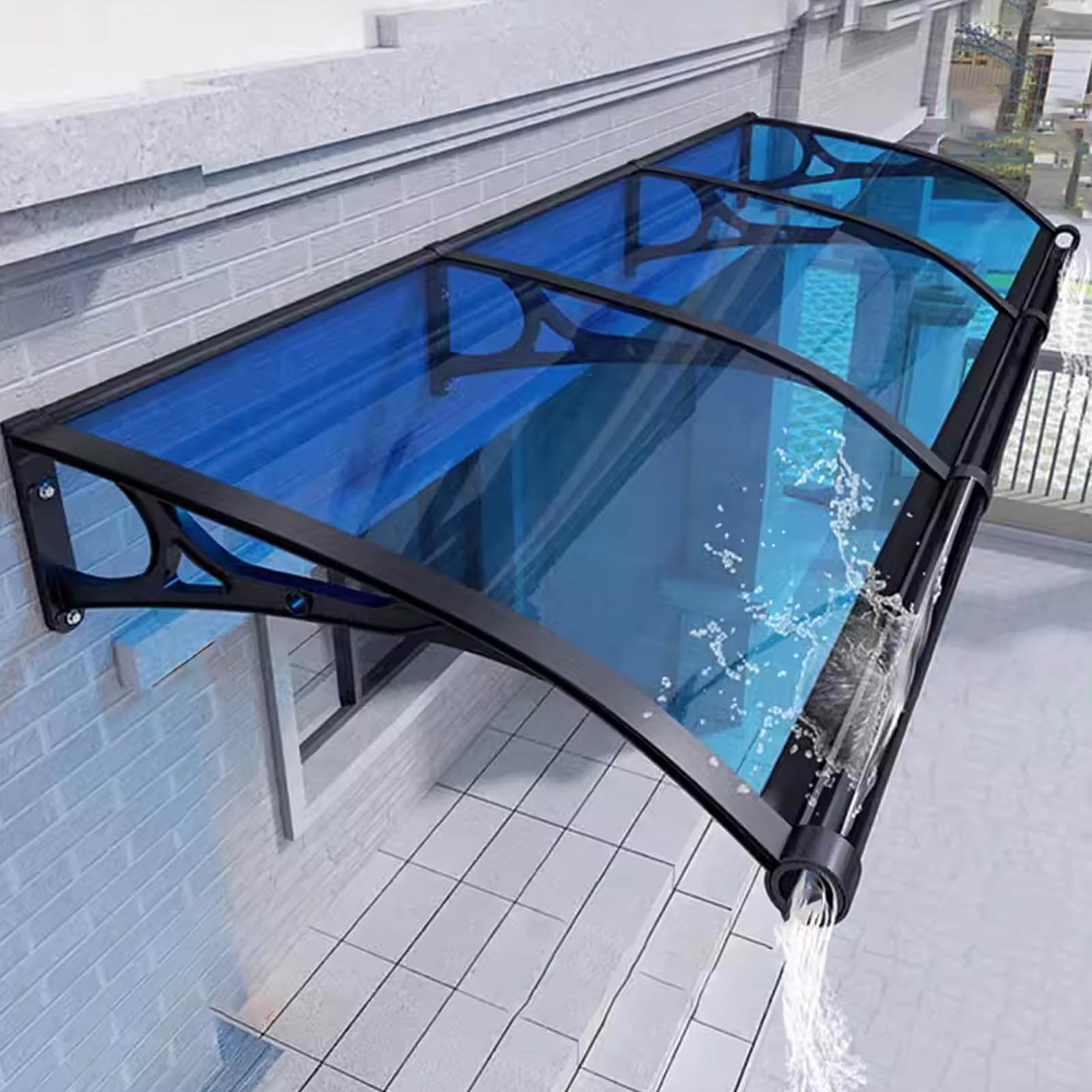Auvent de porte moderne extensible vitre extérieur pluie UV 120x200