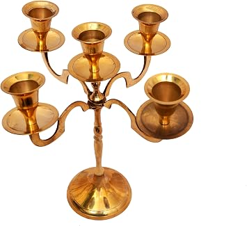 Pure Brass Five Cups Candle Stand Holder for Decoration Candle Stands for Living Room Candle Stands for Table Candle Holders Candle Holder Stand Metal Pillar Wedding Gift Centerpiece Candle Holders