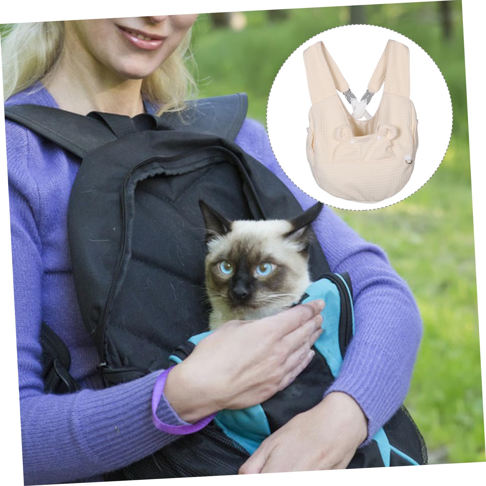 GANAZONO Welpenrucksack aus Baumwolle mit Atmungsaktivem Material und Transparentem Fenster Kleiner Haustier Tragerucksack für Reisen und Wandern mit Mehreren Fächern und Crossbody Design