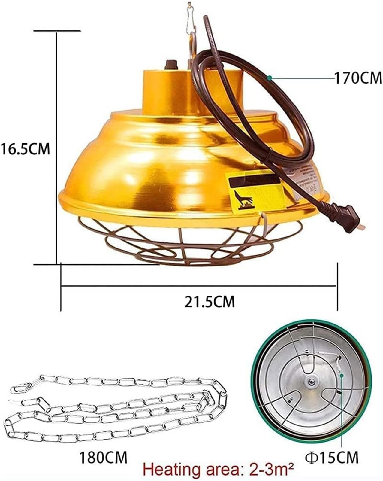 Lampada riscaldante for prendere il sole, Lampada riscaldante for pulcini, Lampada riscaldante for allevatrice di polli da 200W-400W con termostati e lampadina for pulcini Rettile Cuccioli Gattini Agn