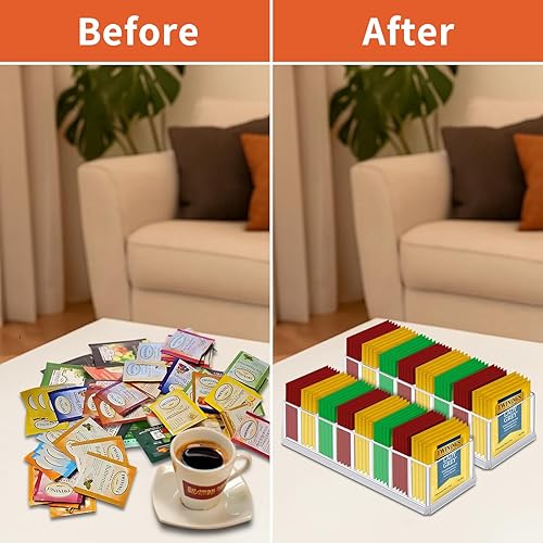 Miniatura 5 de Organizador de almacenamiento de bolsitas de té, despensa de cocina, gabinete, encimera para cajones de alimentos, para café, paquete de azúcar,