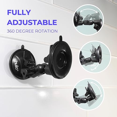 Miniatura 3 de hula+ Soporte portátil para teléfono, soporte reutilizable para ducha, espejo, cocina, ventana y baño, rotación ajustable para contenido, TikTok,