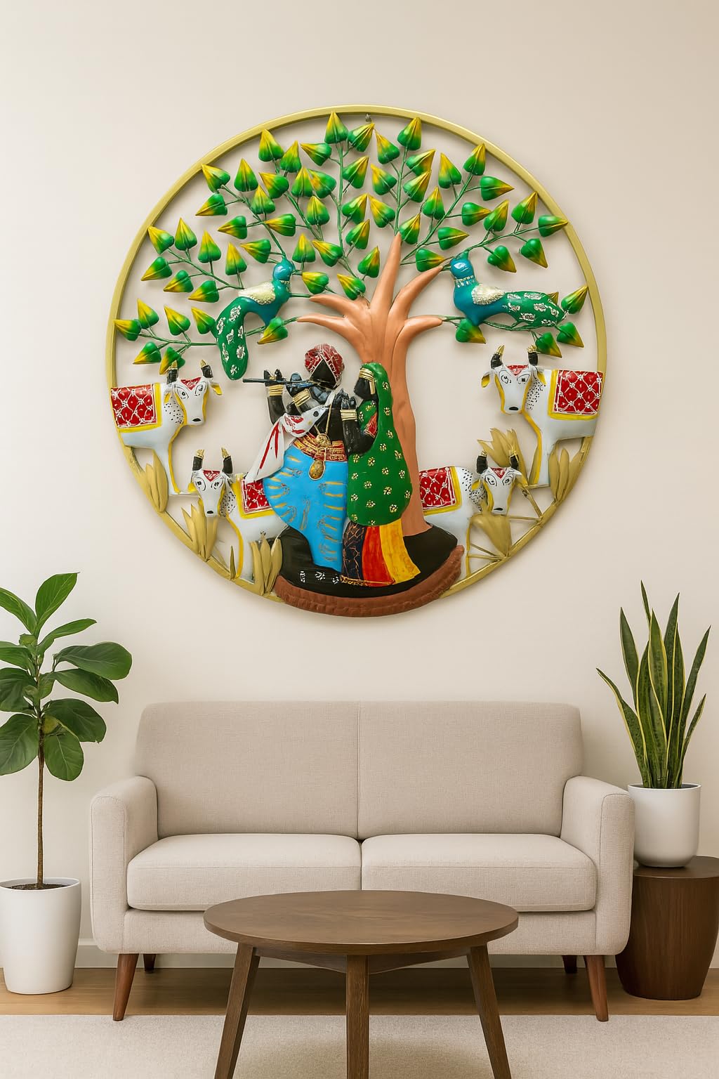 ZXC Metal Radha Krishna Frame Wall sculpture Wall Art Wall Decor