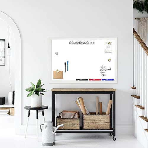 Miniatura 5 de Loddie Doddie Pizarra magnética de borrado en seco de 24 x 36 pulgadas para montaje en pared con bandeja de marcadores integrada y marco blanco