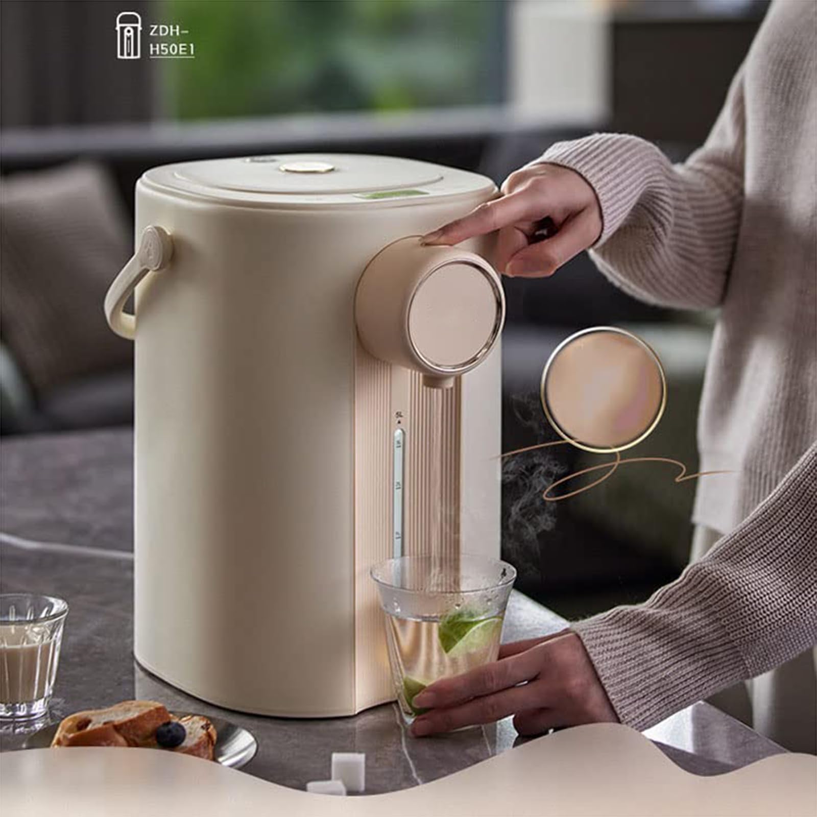 Distributore di acqua calda, serbatoio dell'acqua da 5 litri, ampio display LCD, serbatoio dell'acqua in acciaio inossidabile, protezione da surriscaldamento e secchezza, protezione intelligente per