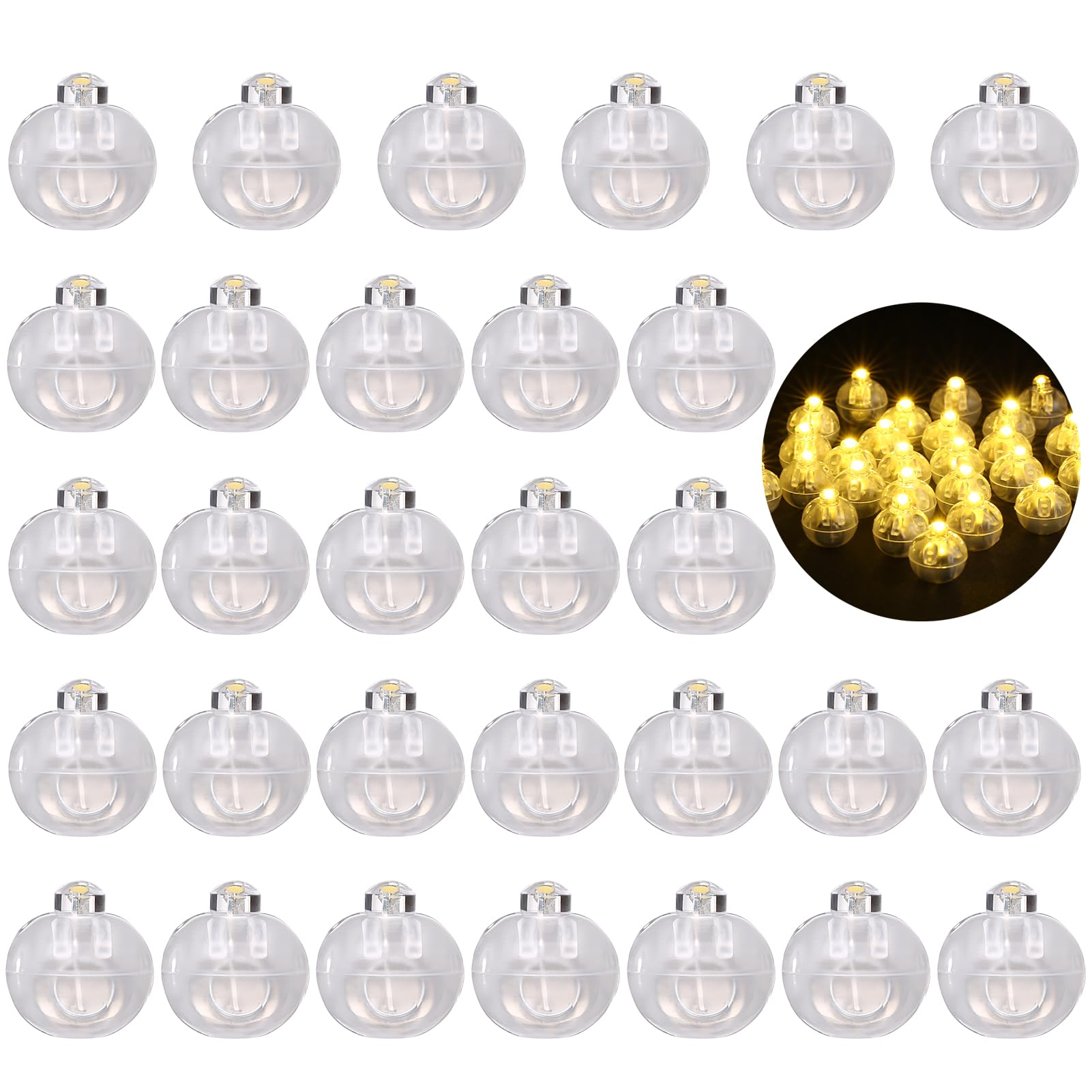 LIHAO 30 Piezas Mini Led Blanco Cálido para Globo, Redonda Luces de Farolillos de Papel, para Boda, Cumpleaños, Fiesta Exterior e Interior